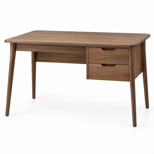 Schreibtisch aus Nussbaumholz mit 2 Schubladen, Nussbraun, 120 x 60 x 75 cm